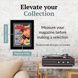 Creative Picture Frames 8.5 x 11.25 Magazine Frame with Full-Strength Glass, Holds Up To A 1/4" Thick Media with Installed Hangers for Easy Mounting, 11x14 Manhattan Black Frame with Black Mat