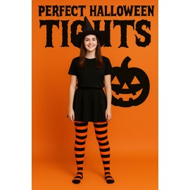 MYSASI Children's Striped Tights Size. 6-8 years. Red and Black.