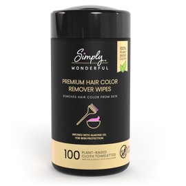 Simply Wonderful Hair Color Remover Wipes for Face & Skin - 100 Count Plant-Based Cloth Towlettes, Non-Irritating Almond Oil Infused for Skin Protection