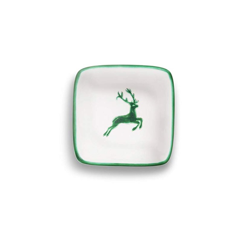 GMUNDNER KERAMIK Manufaktur 0324SAQU09 Green Deer Schälchen quadratisch 9 x