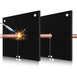1/5"(5mm) Welding Blanket Fireproof, 2 Pack 12'' x 12'' Heat Shield Welding Pad, Brazing Heat Shield for Torch, Brazing Blanket for Pipe Soldering, Flame Resistant Brazing Mat for Plumbing, HVAC