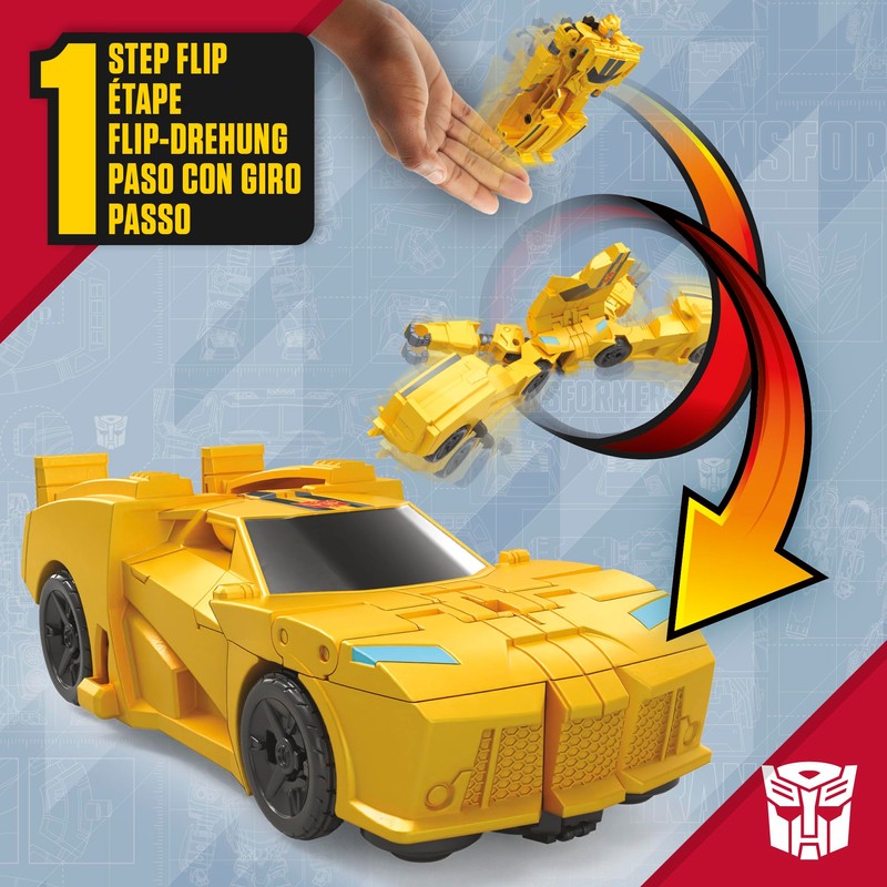 Transformers 1-Step Flip Heroes 3-Pack, 4-Inch Wheeljack, Bumblebee, and Optimus