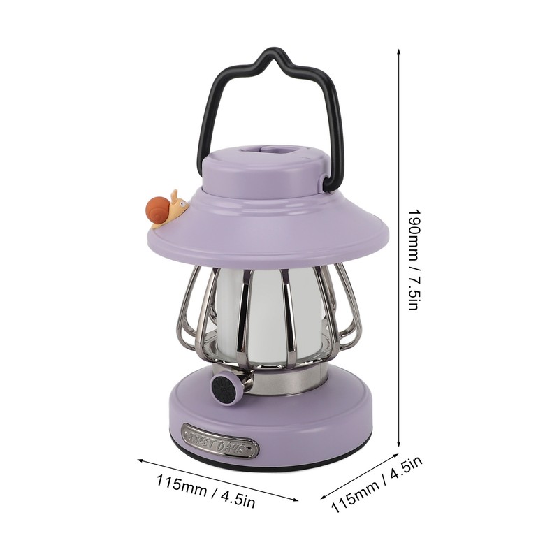 Retro Rechargeable Camping Lantern Infinite Dimming 3 Level Color Temperature