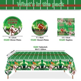Football Party Decorations - Including Football Plates and Napkins, Football Tablelcoth for Kids Fans Tailgate Gameday Football Party Supplies, Serve 20