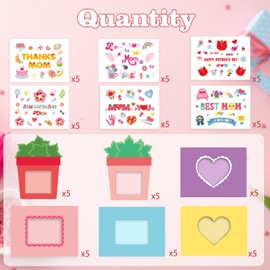 SULOLI 30 Pack Happy Mother's Day Photo Frame Craft Kits, Love Mom Picture Frame Crafts with Flower Stickers Mother's Day Gifts Party Decoration