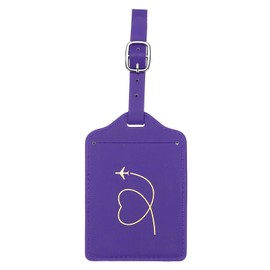 PATIKIL Suitcase Luggage Tags, Purple Heart Leather Name Tags Airplane Bag Accessories Travel Essentials for Flying Hotel Check in Luggage Bags Men Women, 1 Pcs