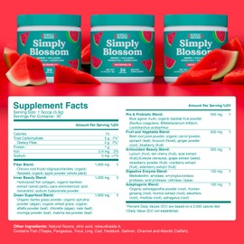 Simply Nature's Promise Simply Blossom Nutrition Daily Greens & Superfood Powder + Collagen + Probiotics for Women's Digestive Health & Bloating Relief. Help Your Health Bloom - 30 Day Supply - Watermelon