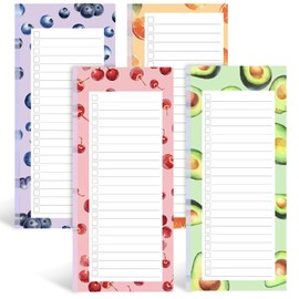 Koogel 4 Pack Magnetic Shopping List Pad for Fridge, 200 Tear Off Sheets Magnet Notepad Grocery List Fruit Theme Magnetic Notepads for to Do Lists, Shopping, Locker, Filing Cabinet 21 x 9cm