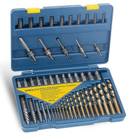MABLEVI 55-Piece Screw Extractor Set, Broken Bolt extractors & Multi-Spline Extractors, and Drill Bits for Removing Stripped Screws, Studs, Fittings, Lugs Extraction