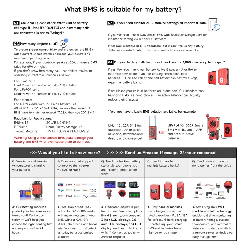 DALY BMS 12V 4S 100A LiFePO4 - Smart Bluetooth Battery