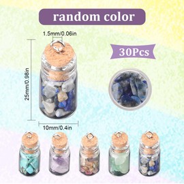 SUNNYCLUE 1 Box 30Pcs Mini Glass Bottle Charms Necklace Wish Bottle Charm Tiny Jar Charms Small Gemstones Drifting Cork Stoppers Decoration Charm for Jewelry Making Charms Earring Keychain Xmas Gift