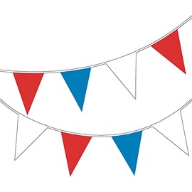 Happium 10m / 32 ft Solid Colour Bunting Flags Banner Pennant Party Decoration Garland (Blue, Red, White)