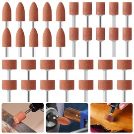 Sanding Bits for Dremel Rotary Tool, 42 Pcs Aluminium Oxide Stone Grinding Wheel Head Sanding Drill Bit with 1/8Inch Shank for Grinding Stone Jade Mold Metal