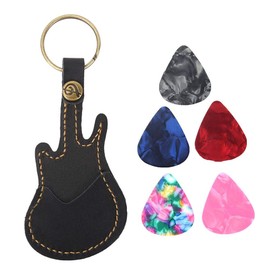 Bnineteenteam Guitarra en Forma de Guitarra Estuche de Soporte de Guitarra Cuero de PU Plectro de Guitarra con 5 Piezas de Colores para guitarristas