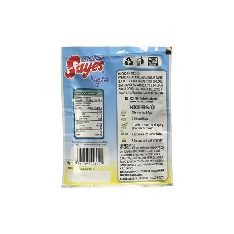 SAYES Polvo para preparar gelatina con agua Surtido Ligera, 24