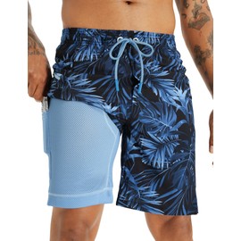APTRO Men's Swim Trunks with Compression Liner Bathing Suit Quick Dry Swim Shorts MP282 1XL