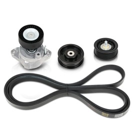 LQI Engine Drive Belt Tensioner & Idler Pulley Serpentine Belt Compatible with Benz GL450 GLK350 ML350 S550 SL550 SLK350 C280 E350 2006-2011 Black 2722021419, 6PK2404, 2722000270, 2722021019