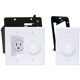 Midlite 2A5251-1G-W Power+Port Recessed Receptacle Kit and Wireport With Grommet, White