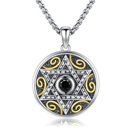 PELOVNY Star of David necklace S925 Sterling Silver Obsidian Star of David Pendant Jewelry Gifts for Women Men, Sterling Silver, Obsidian, gold