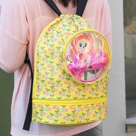 Swimming Backpack with High Capacity, Children's Swimming Bag, Cartoon Children's Beach Bag with Shoe Compartment, Dry-Wet Separation Children's Beach Bag with Drawstring, yellow