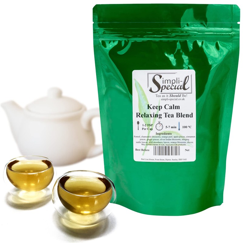 Keep Calm Relaxing Tea Blend with Chamomile Caffeine-Free Herbal Remedy