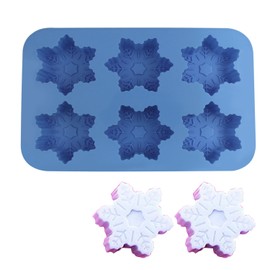 Silikon Schneeflocke Formen, FineGood 2 Stück Kuchen Schokolade Pudding Jelly Seife Muffin Tabletts für Küche Backen Dekoration, 6-cavity – Blau, Violett