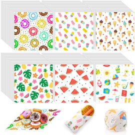 Reallnaive 600 Pcs Summer Food Wax Paper Sheets 12 x 12 Inch Parchment Deli Tissue Paper Sandwich Wrapping Sheets Food Basket Liners for Kitchen Restaurant Baking Supplies, 6 Styles