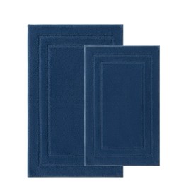 RosPynn Bathroom Rugs Sets 2 Piece, Extra Soft and Absorbent, Non Slip Thick Bath Mats for Bathroom, Machine Washable Bath Mat Set for Bathroom (20" x 32" Plus 16" x 24", Navy Blue)