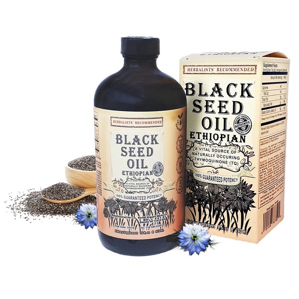 Black Seed Oil 8oz. 100% Ethiopian Pure Black Cumin Seed Oil, 100% Natural Nigella Sativa. 3 Times More Thymoquinone, Cold Pressed in Glass Bottle