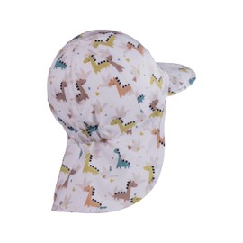 Sterntaler Dinos Peaked Cap with Neck Protection and Tie Band for Boys - Baby Hat with UV Protection 50+ Made of Soft Cotton - Peaked Cap for Fun on Hot Days, White