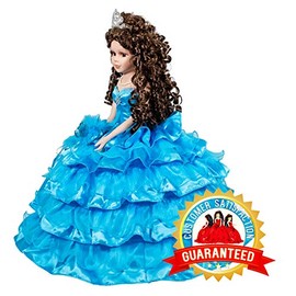 Kinnex Collections by Amanda 18" Porcelain Quince Anos Quinceanera Umbrella Last Doll Muneca Centerpiece ~ Turquoise ~ KK18729-10