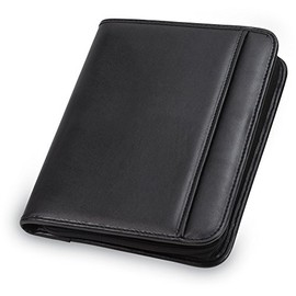 Samsill Professional Portfolio with Zippered Closure, Junior Size, 7 inch x 10 inch Writing Pad, Interior Pocket Fits 10.1 Inch Tablet, Black