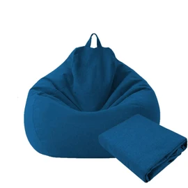Fundas grandes y pequeñas para sofá, sillas sin relleno, tela de lino, tumbona, asiento, puf, sillón, tatami, para sala de estar (azul, 100 x 120 cm)