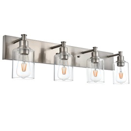 TODOLUZ Bathroom Vanity Light Fixtures, 4-Lights Modern Brushed Nickel Wall Mounted Lamp with Clear Glass Shade for Bedroom Over Mirror