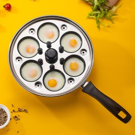 MARSKITOP Egg Poacher, Poached Eggs Cooker, Stainless Steel Egg Poaching Pan Food Grade Safe PFOA Free
