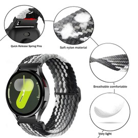 Issinlky nylon band for Galaxy Watch 7/FE/6/5/4 40mm 44mm, 20mm braided band for Galaxy Watch 6 Classic/Galaxy Watch 4 Classic/Watch 5 Pro/Watch 3 41mm/Active 2/Active 40MM/Galaxy Watch 42mm