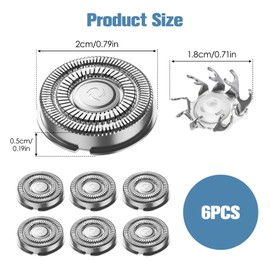 Replacement Shaving Heads Pack of 6, Compatible with Series 1000, 2000, 3000, 5000, AT, PT, QH, Gentle and Painless Shaving, Self-Sharpening Blades, Not Original