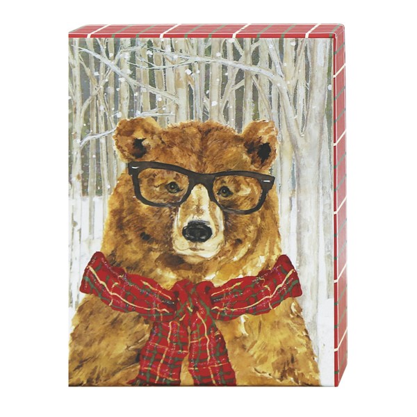 Graphique Funny Bear Petite Boxed Holiday Cards with Glitter, Pack of 15 Cards and Envelopes