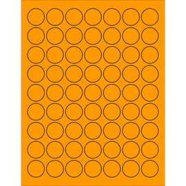 Tape Logic Aviditi Tape Logic 1" Fluorescent Orange Circle Labels, for Laser & Inkjet Printers, Permanent Adhesive, 8 1/2" x 11" Sheet, 63 Labels Per Sheet, 100 Sheets