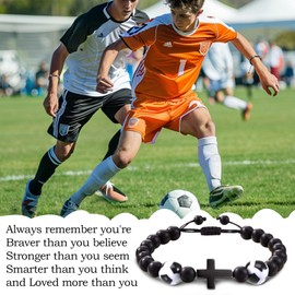 Cross Bracelet Gift,Football Bracelets for Boys Football Gifts for Teenage Boys Age 8 9 10 11 12 13 14 15 Years Old,Birthday Christmas Graduation Christian Gifts for Son Grandson Nephew Brother