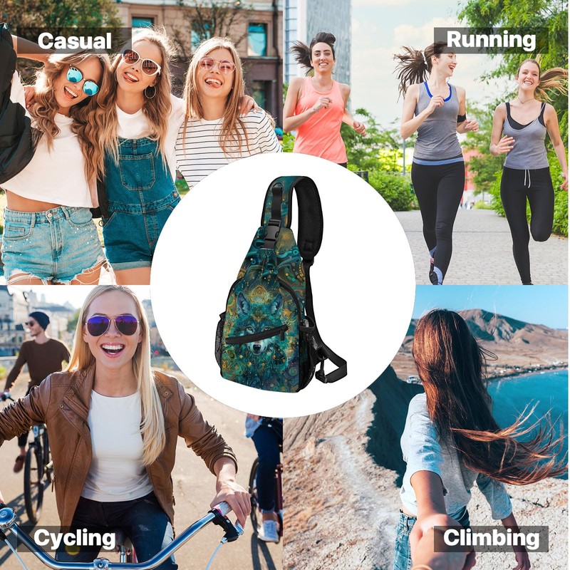 NOXOZNMOK Wolf Small Sling Bag for Women Lightweight Crossbody Bags
