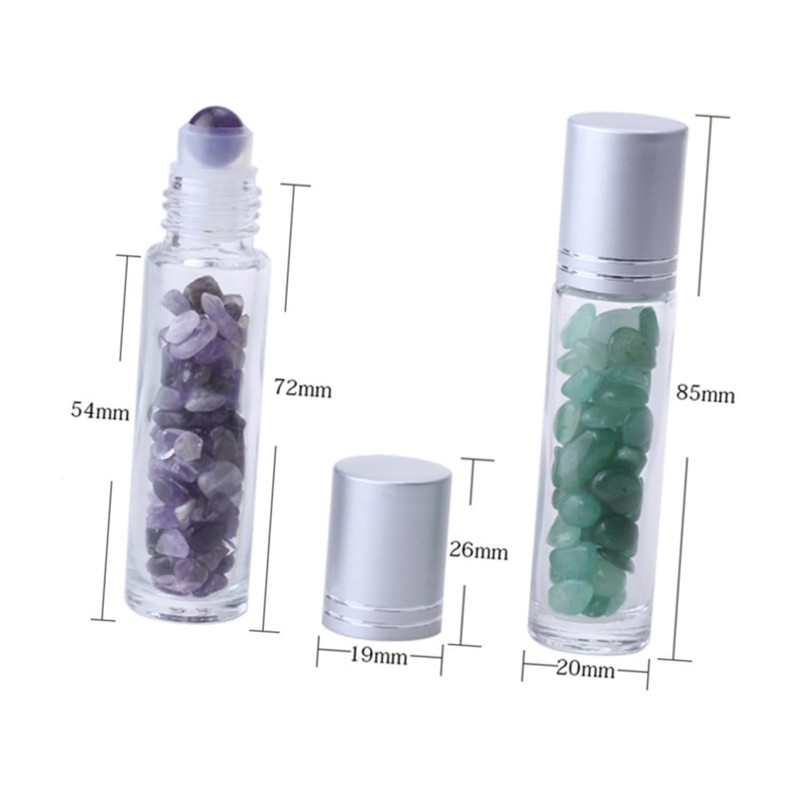 Mikinona Elegant Natural Semi-precious Stones Essential Oil Rollerball Bottles 10ml