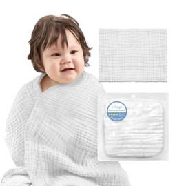 L'Ange Baby Towel - 100% Cotton Muslin, 6 Layers, Quick Dry, Medical Grade Packaging for Infants and Newborns - 28 x 37in - White