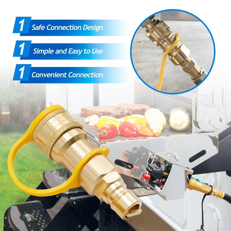 UOIENRT 2Pcs 1/2Inch Gas Quick Connect Kit, Disconnect Connector with