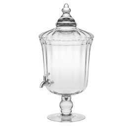 Glass - Beverage Dispenser - Cold Drink Dispencer - Iced Beverage Server -1.85 Gallon - 7 Liter (236 Fl. Oz.) - with Stainless Steel Spigot - Knob - by Barski - Made in Europe