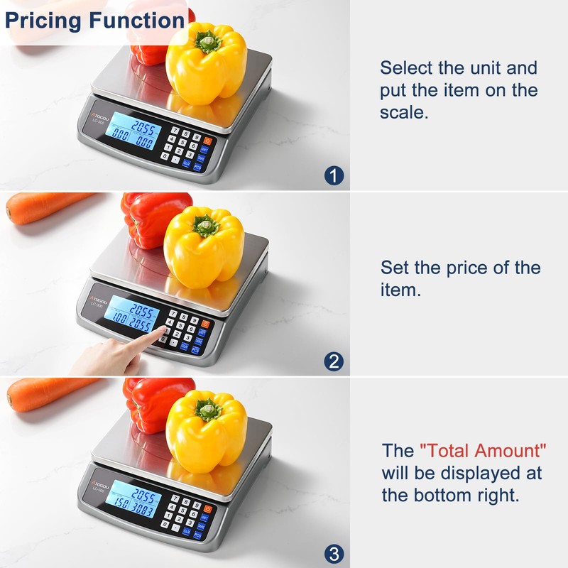 66lb Food Scale, Commercial Kitchen Scale with Price Computing, Plug-in