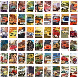 Heavy Trucks Playing Cards (Poker Deck 54 Cards All Different) Vintage Retro Automotive Posters Trucks Commercial Machinery