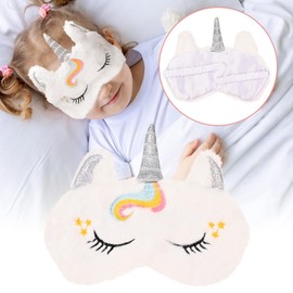 AMAZKER Cute Sleep Eye Mask for Kids, 3D Contoured Cup Sleeping Mask & Blindfold, Concave Molded Night Sleep Mask Block Out Light Cover for Travel Yoga (MRwhite01, 1 Count (Pack of 1))