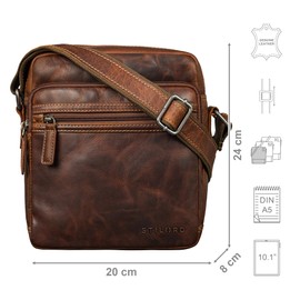 STILORD 'Kony' Vintage Men's Leather Shoulder Bag - Robust Men's Handbag - Men's Bag for Hanging Shoulder Bag Men - Crossbody Messenger Bag Small Made of Genuine Leather, Salerno - Brown
