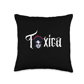 La Tóxica pero Cute Gifts Co. Tóxica-Cute Sarcastic Gift for Feisty Latinas Throw Pillow, 16x16, Multicolor